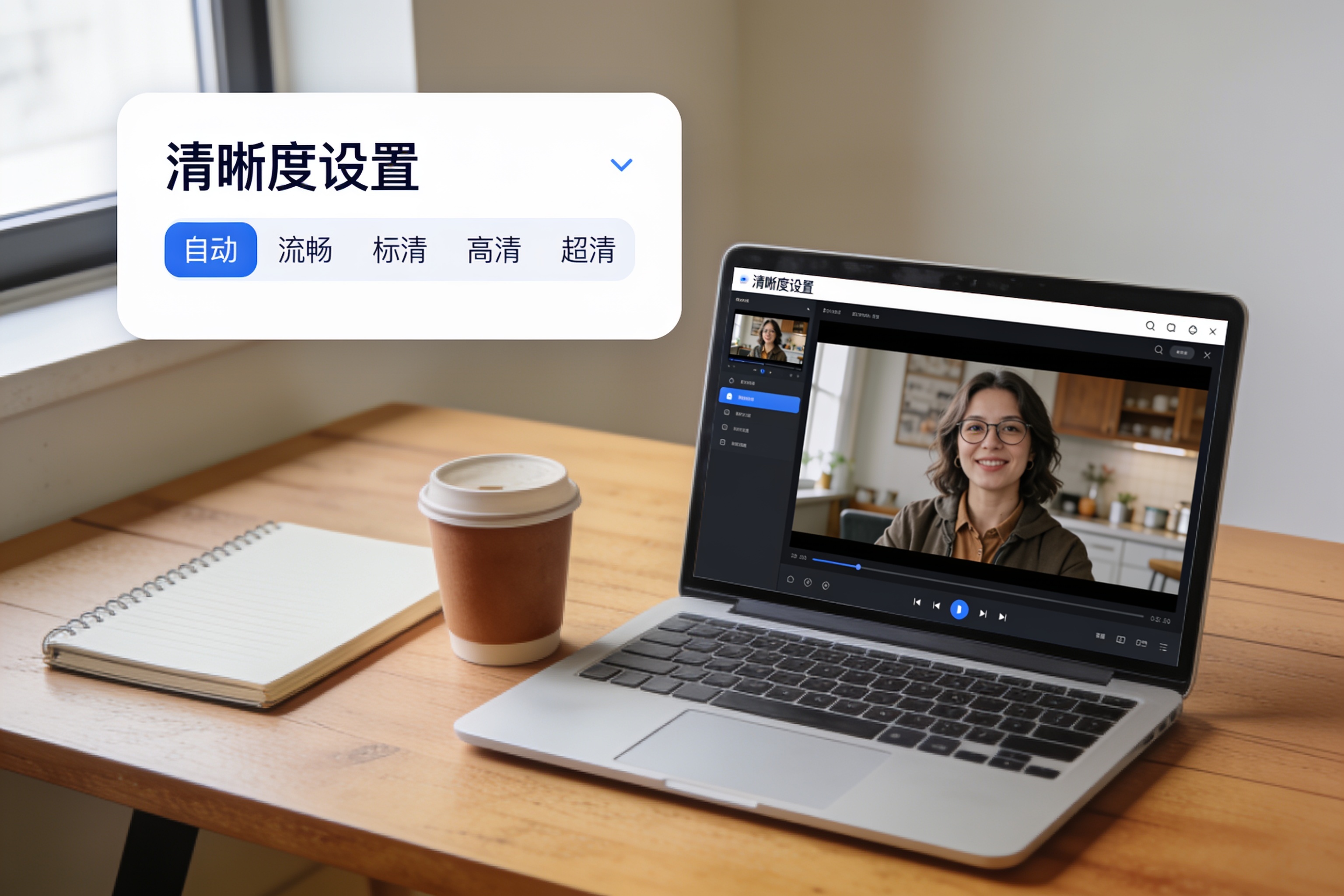 视频播放器清晰度设置界面示意